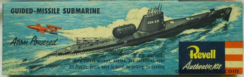 Revell 1/305 Nautilus SSN571 Guided Missile Submarine Atom Powered - Pre S Issue, H308-89 plastic model kit